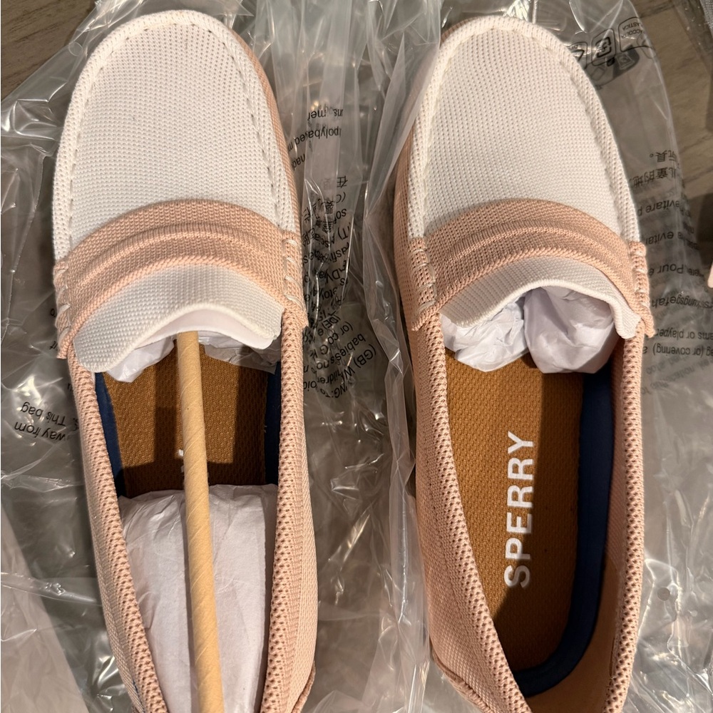 Sperry Mesh Penny Loafer in Pink and White